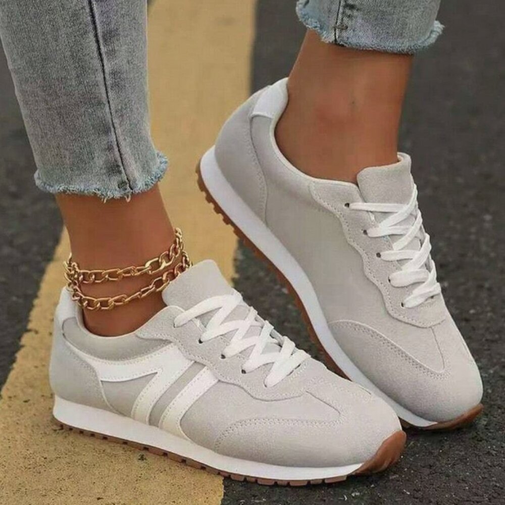 Women's Gray Canvas Sports Shoes - US Size 7.5